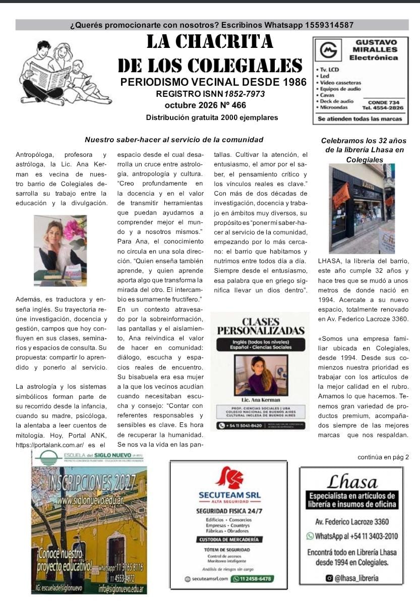 Periódico La Chacrita de los Colegiales octubre La Chacrita